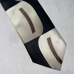 Giorgio Brutini Men’s Dress Tie Size 67” Black Beige Silk Business Formal City